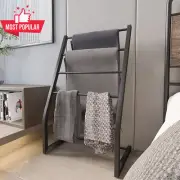 Free Standing 4-Tier Metal Towel Rack Bathroom & Outdoor Oversized Towel Stand