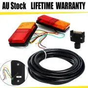 LED Trailer Tail Light Kits Pair Plug 8m 5 Core Wire for Caravan Ute 7 Pin Flat