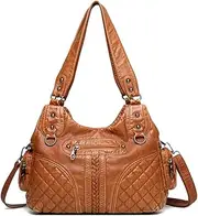 [Sfly] Women Satchel Shoulder Bag Washed Synthetic Leather Handbag Retro Soft Leather Tote Bag Ladies Hobo bag