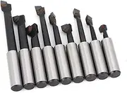 9pcs F1 Type Boring Cutter 3/8 Inch Durable Hard Alloy Shank Welding Boring Bar Set Carbide Tipped Boring Head for Lathe Milling Boring Tool