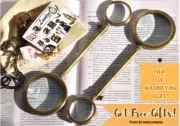 Pair of Albert Einstein Inspired Magnifying Glass w/ Antique Brass Handle- Decor