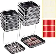BENECREAT 20Pcs 2 Sizes Press On Nail Storage Box, Clear and Black Artificial Nail Display Packing Box with Double-sided Adhesive Tape, Display Case for Nail Salon