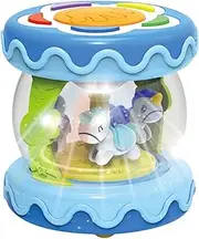 Musical Light Up Drums,Carousel Rotating Tummy Educational Toys | Creative Novelty Crawling Learning Electric Drum for Birthday
