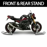 MOTORCYCLE ALUMINIUM ALLOY FRONT & REAR/BACK PADDOCK STANDS SET