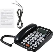 Desktop Wired Landline Telephone Large Buttons Hands Calls Adjustable Screen Brightness Black US Telephone Line for Home Office