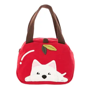 【Kiro貓】高地白梗 狗狗 蘋果造型 拼布包 手提包/野餐便當袋【810057】