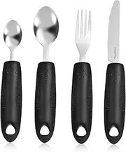 1set Weighted Adaptive Utensils for Elderly with Ergonomic Handles Tremble Tableware for Disabled Spoons and Forks Design for Hand Tremors