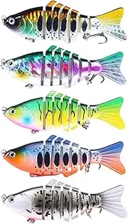 QSTDGVPW 5Pcs Multi Jointed Swimbaits Fishing Lures Kit Gifts Fishing Tackle Tools Lifelike Equipment Outdoor Lake with Treble Hooks