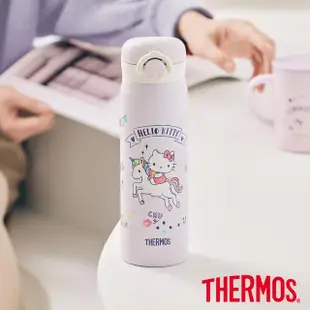 【THERMOS膳魔師】HelloKitty獨角獸不鏽鋼彈蓋真空保溫杯500ml(JNR-500KT-UC)