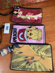 Pokemon Zapdos Pikachu Moltres Nintendo Pencil Wallet Canvas Zip Clutch 3 Bags