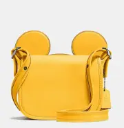 NWT Coach x Disney Patricia Saddle Crossbody bag With Mickey Ears Yellow