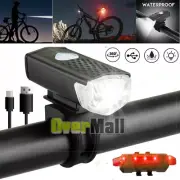 Super Bright USB Rechargeable Cycling Light Bicycle Bike LED Front Rear Lamp Set