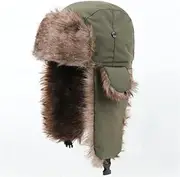 [Generic] Men Women Russian Trapper Bomber Warm Trooper Ear Flaps W Ski Cap Headwear Army Green
