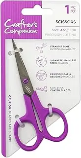 Crafter's Companion Sharp Craft Scissors for Adults - Japanese Precision Stainless Steel Blades - Non-Stick Teflon Coated - Ergonomic Design - Perfect for Paper, Card, Felt and Fabric -(4.5 Inch)