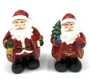 Christmas Santa Clause Resin Ornaments Standing Set of 2