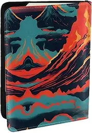 [GaxfjRu] Volcano Print Leather Passport Holder Covers Case, Waterproof Travel Wallet Passport Holder for Women Men, Black, One Size