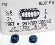 3/8-24x1/4 Hex Socket Set Screws Cup Point Alloy Steel (10)