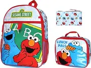 INTIMO Sesame Street ABC Cookie Monster Elmo 3 PC Backpack Lunch Box Pencil Pouch, Blue, Standard