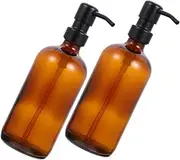 RORPOIR Bathroom Lotion Dispensers 2pcs Glass Soap Dispenser Stainless Steel Pump Foam Soap Dispenser