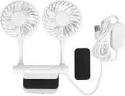 Monitor Clip-on Fan With 2 Heads and 3 Speeds - Noiseless Space-Saving USB Desktop Fan for Home Office (White)