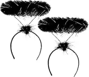 2pc Angel Halo Headbands - Choose from White or Black, Angel or Fairy Costume, Christmas Headpiece, Xmas Nativity, Halloween, Party Headwear Props for Children and Adults, Hen Party, Cosplay Accessories