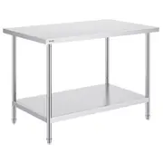 Stainless Steel Prep Table, 30 x 48 x 34 Inch, Heavy Duty Metal Worktable with 3 Adjustable Height Levels, Commercial Workstation for Kitchen Garage Restaurant