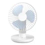Multi-function Bionic Blade Design Adjustable Ballet Shaking Head USB Charging Desktop Electric Fan (White)