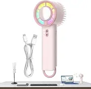 Small Portable Fan | Powerful Portable Fan | Quiet 3 Gear Wind Powerful Ventilador with Colorful Light for Personal Bedroom Camping Beach Tent Trip Neck Car Golf Outdoor
