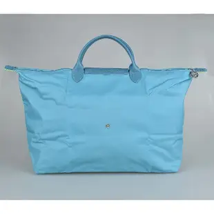 【LONGCHAMP】LE PLIAGE GREEN經典標誌LOGO環保尼龍短把手提旅行包(L/雷雨藍)