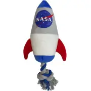 Pets First NASA Rocket Ship Shaped Toy with Rope for Dogs & Cats Interactive Toy