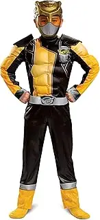 Disguise Gold Ranger Outfit for Kids, Beast Morphers Power Ranger Costume, Muscle Padded Character Jumpsuit, Child Size