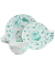 Martha Stewart Chinoiserie 12pc Round Porcelain Dinnerware Set