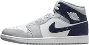 [Nike] Jordan Men's 1 Mid White/Midnight Navy-Wolf Grey (DQ8426 104), White/Midnight Navy-wolf Grey, 12
