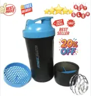 3 in 1 Gym Protein Shaker Bottle Blender Mixer with Ball for Supplement 3Pcs