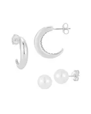 Glaze Jewelry Silver 6mm Pearl Earrings Set