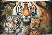 Art Decor Lion Tiger Leopard And Butterfly Flag with Four Holes Wall Decoration Banner Wall Flag for Dorm Room Bar Outdoor Party Flags 23.6x35.4 in