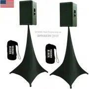 2X Amazin Gear SKRIMS 3-Sided Speaker Stand Covers, Tripod Scrims +2 Bags, Black