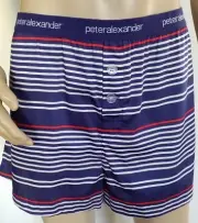 PETER ALEXANDER PJS Mens Blue Red Stripe Boxer Cotton Shorts Size XXL BNWT PJ