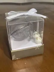 Pier 1 Teapot Tea Infuser New In Box With Holiday Snowman