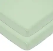 TL Care 2 Pack 100% Natural Cotton Value Jersey Knit Fitted Pack N Play Playard Sheet, Celery, Soft Breathable, for Boys and Girls