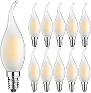 Suncan 10 Pack E14 Flame Tip LED Filament Candle Light Bulb, 4W 360 LM -30W Incandescent Bulbs Equivalent - Small Edison Screw Matte Candle Bulb, 2700K Warm White,Non-Dimmable,Energy Class F
