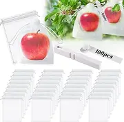 Gushu 200pcs Fruit Protection Bags, 6 x 8 Inch White Fruit Netting Cover Bags with Plant Label Drawstring Mesh Fruit Protectors Pest Barrier for Plant Fruit Vegetable Veggies Garden