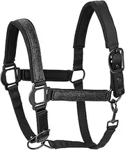 Start Neoprene Halter for Horses Warmblood, Thoroughbred - Stable Halter, Pasture Halter, 2 Adjustable Positions on Chin Strap and Headpiece, Safe and Tear-Resistant, Halter Cob (Pangs, Black)