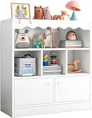 Foret Bookshelf Kids Bookcase Display Rack Organiser Children Cabinet Shelves White