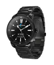 H2 Wireless Charge 5ATM luminous Hands Sleep Monitor Social Message View Fitness Smart Watch BLACK STEEL COLOR