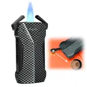 Lubinski 2 Flame Jet Cigar Lighter With Punch Torch Butane Refillable Windproof