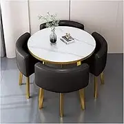 Contemporary Round Meeting Table for Office Meetings Modern Business Coffee Table for 4 Sophisticated Black Design