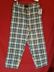 Blue Plaid Pajama Pants Mens XL w/ Pockets Essential Sleepwear by 7Apparel New