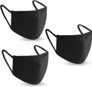 Mask Reusable Pack of 3 Washable Black Dust Cotton Masks Face