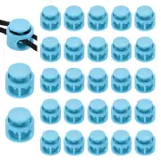 25 Pcs Plastic Spring Cord Lock, Double Hole Toggle Round Stopper, Light Blue